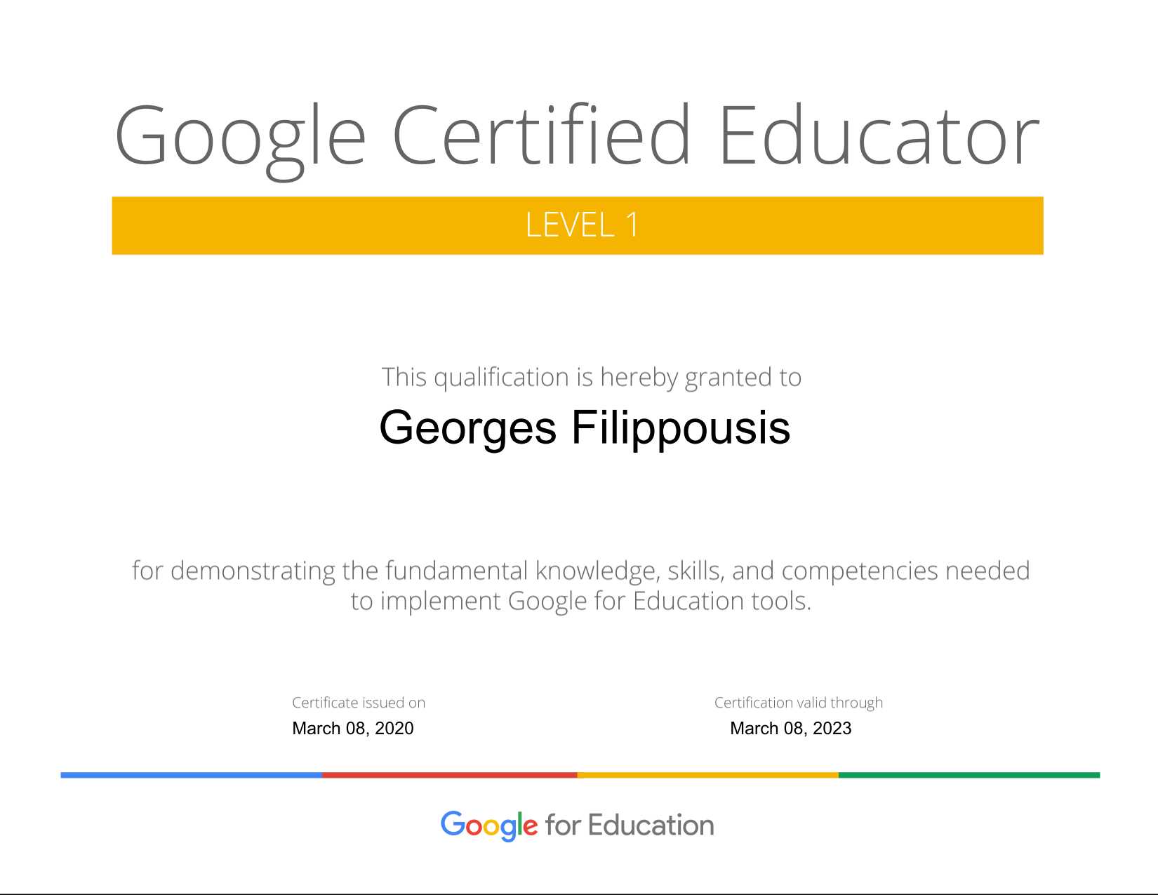 google for education certificate
