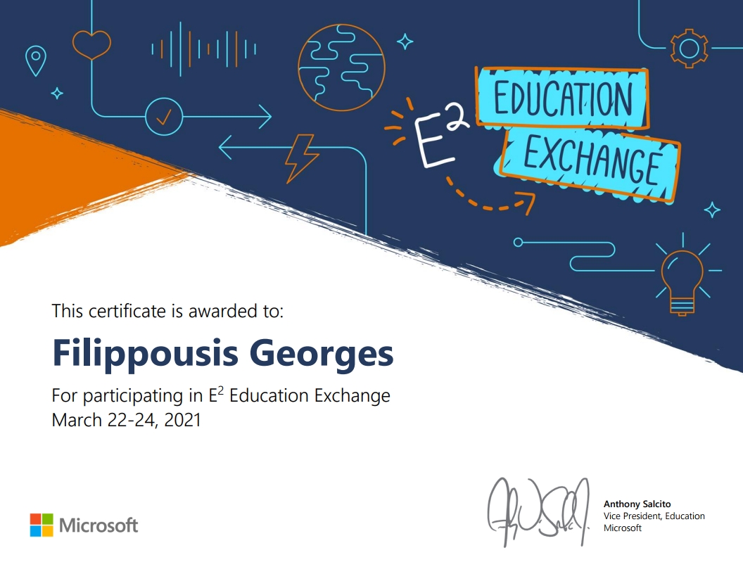 Participation in Microsoft E2 Education Exchange March 22-24, 2021 ...